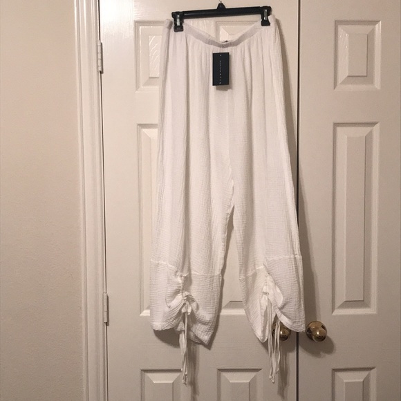 Bryn Walker Gauze Cropped Wide Leg Ruched  Pull-On Coordinating  Sz XXL - Picture 2 of 5